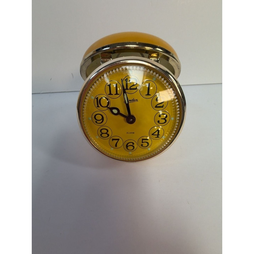 Vintage Linden Yellow Travel Alarm Clock Japan